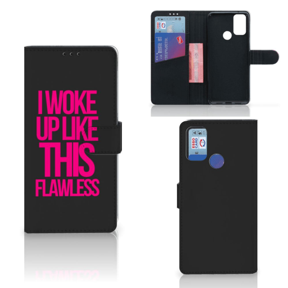 Alcatel 1S (2021) Hoesje met naam Woke Up - Origineel Cadeau Zelf Maken