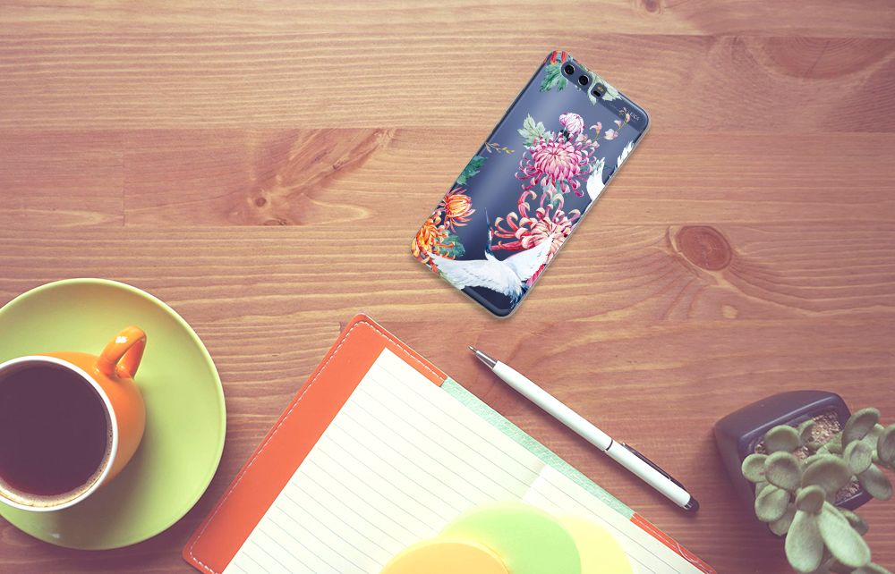 Huawei P10 Plus TPU Hoesje Bird Flowers