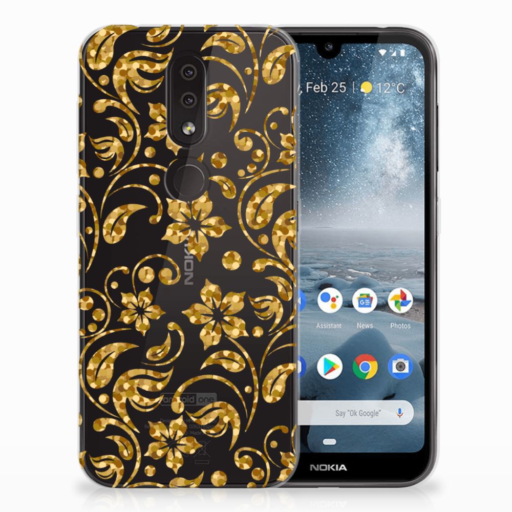 Nokia 4.2 TPU Case Gouden Bloemen