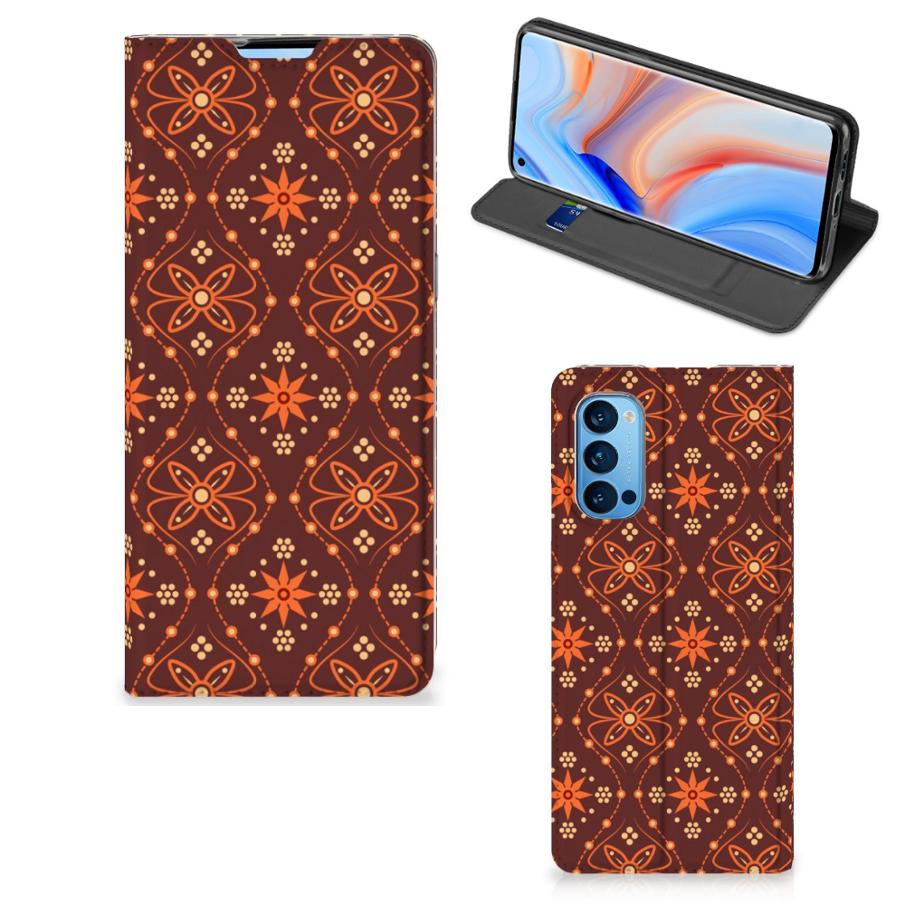 OPPO Reno4 Pro 5G Hoesje met Magneet Batik Brown - B2C Telecom
