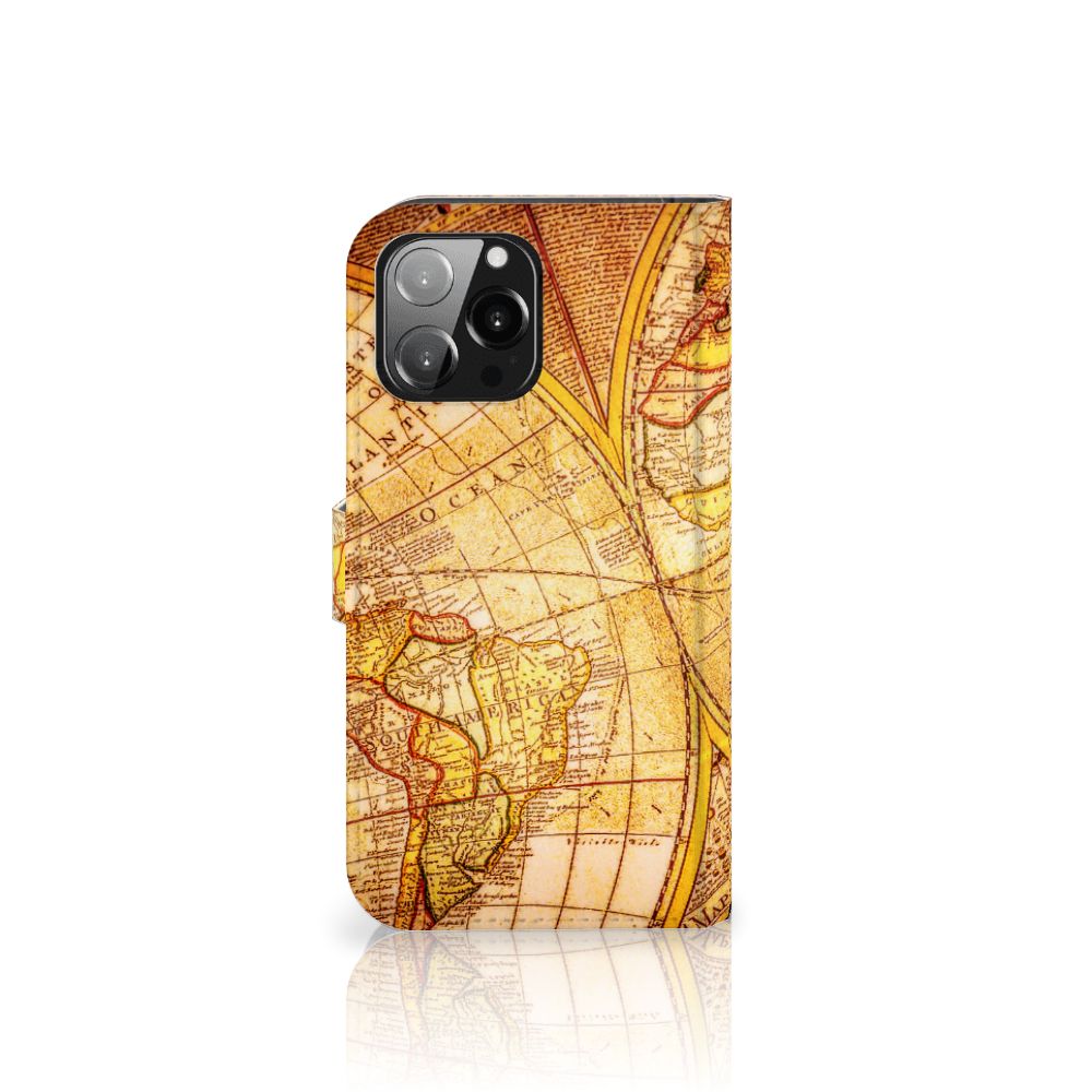iPhone 13 Pro Max Flip Cover Kompas met oude kaartprint voor een avontuurlijke look 🗺️