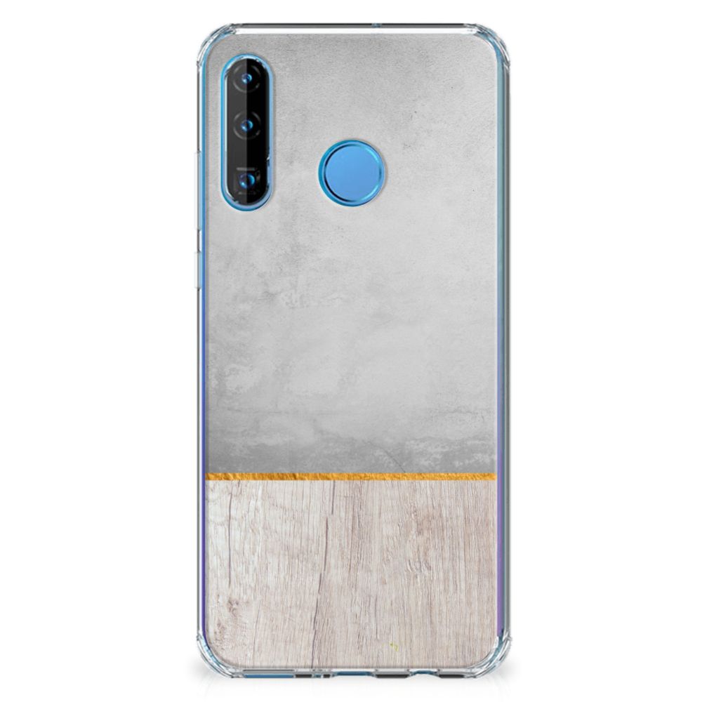 Huawei P30 Lite Stevig Telefoonhoesje Wood Concrete