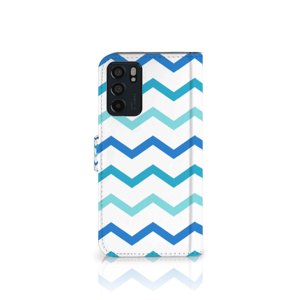 OPPO Reno6 5G Telefoon Hoesje Zigzag Blauw