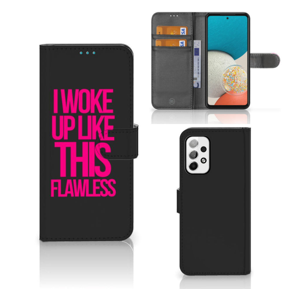 Samsung Galaxy A73 5G Hoesje met naam Woke Up - Origineel Cadeau Zelf Maken