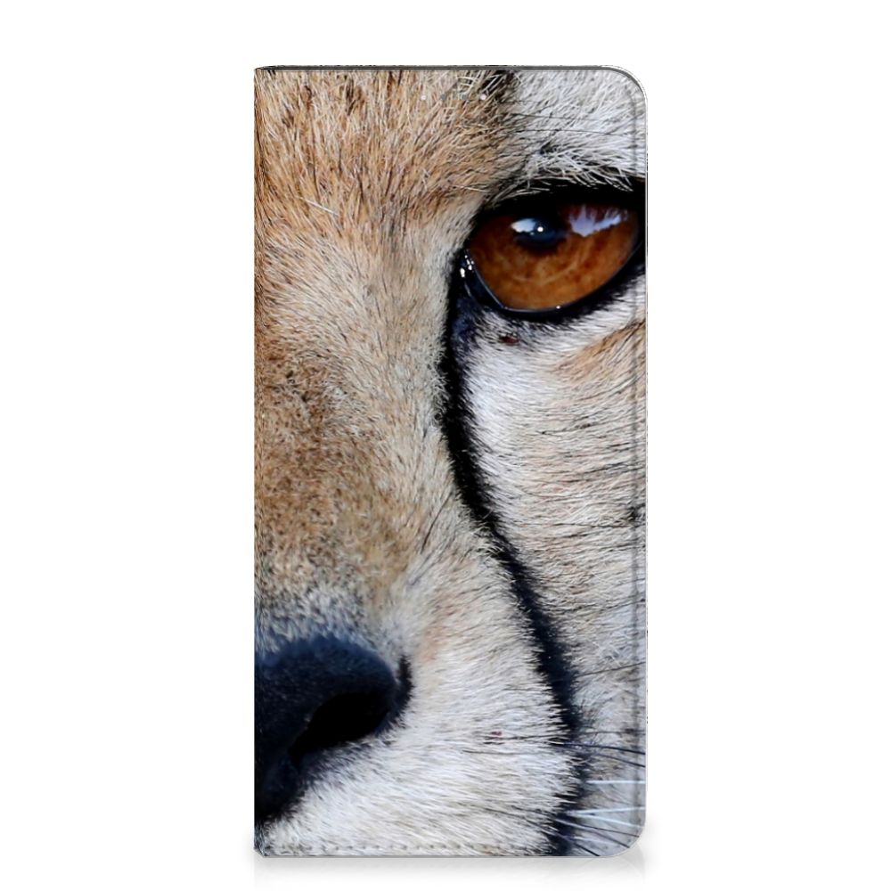 Samsung Galaxy A14 4G Hoesje maken Cheetah close-up van een jachtluipaard gezicht op telefoonhoesje