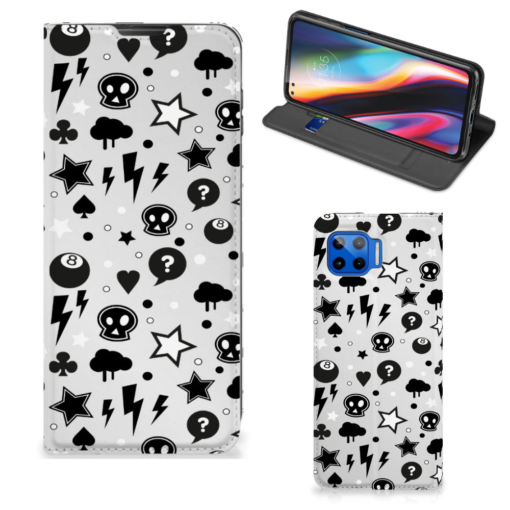 Mobiel BookCase Motorola Moto G 5G Plus Silver Punk