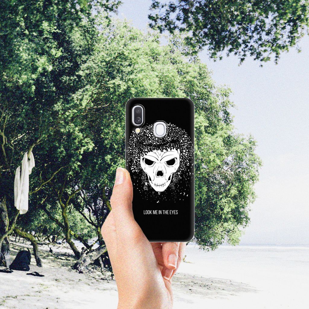 Silicone Back Case Samsung Galaxy A40 Skull Hair