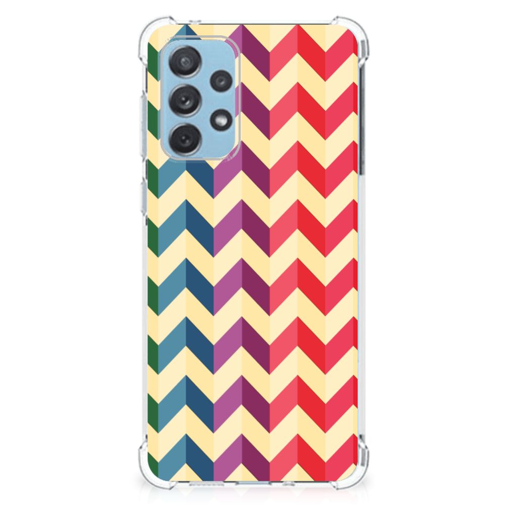 Samsung Galaxy A73 Doorzichtige Silicone Hoesje Zigzag Multi Color B2C Telecom