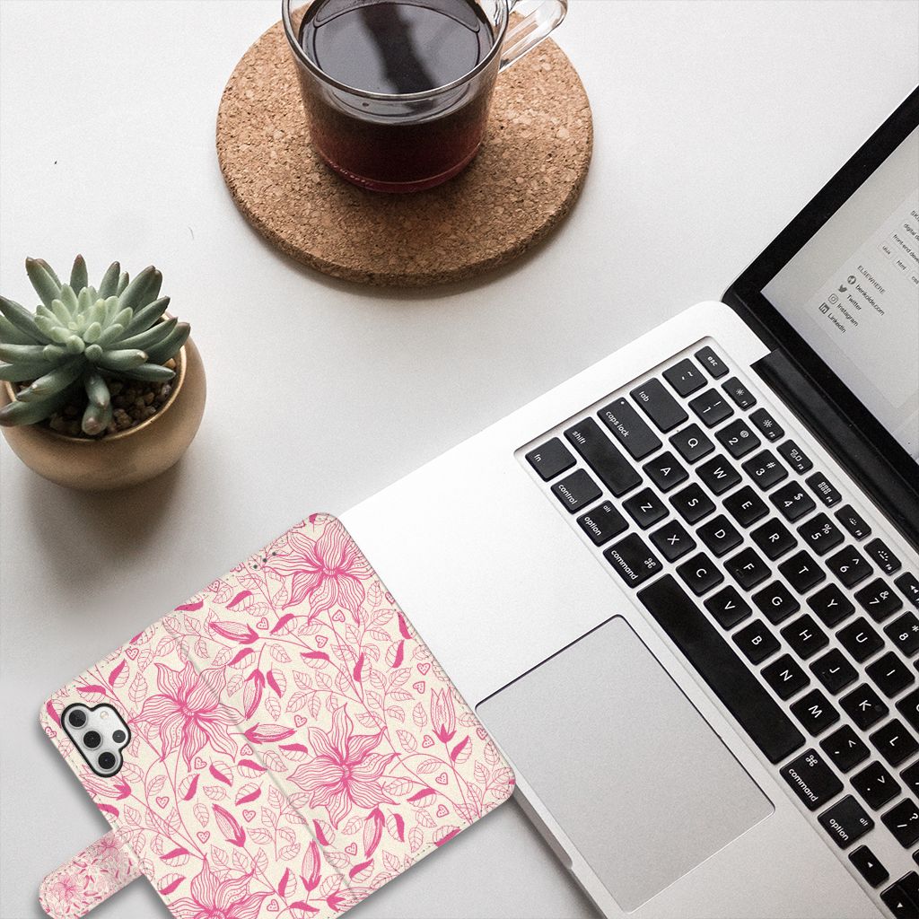 Samsung Galaxy A32 5G Hoesje Pink Flowers