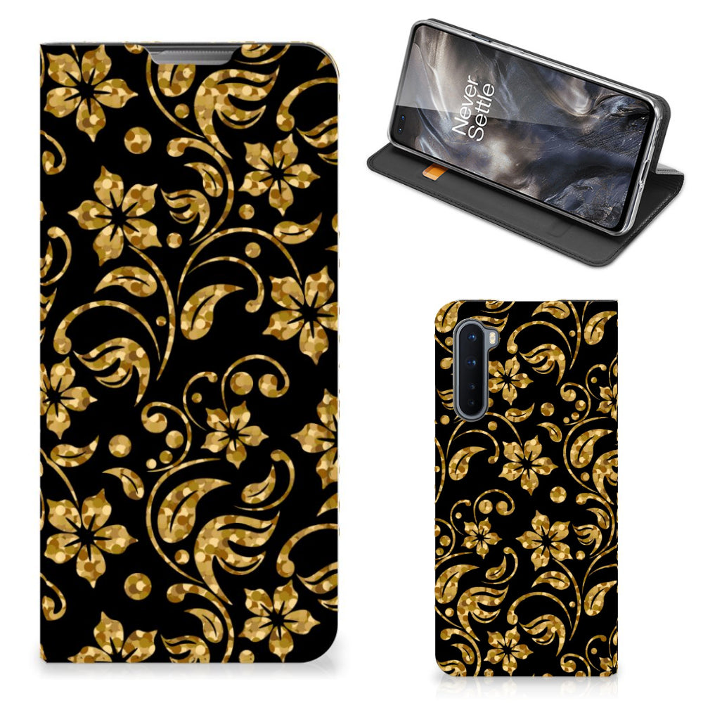 OnePlus Nord Smart Cover Gouden Bloemen