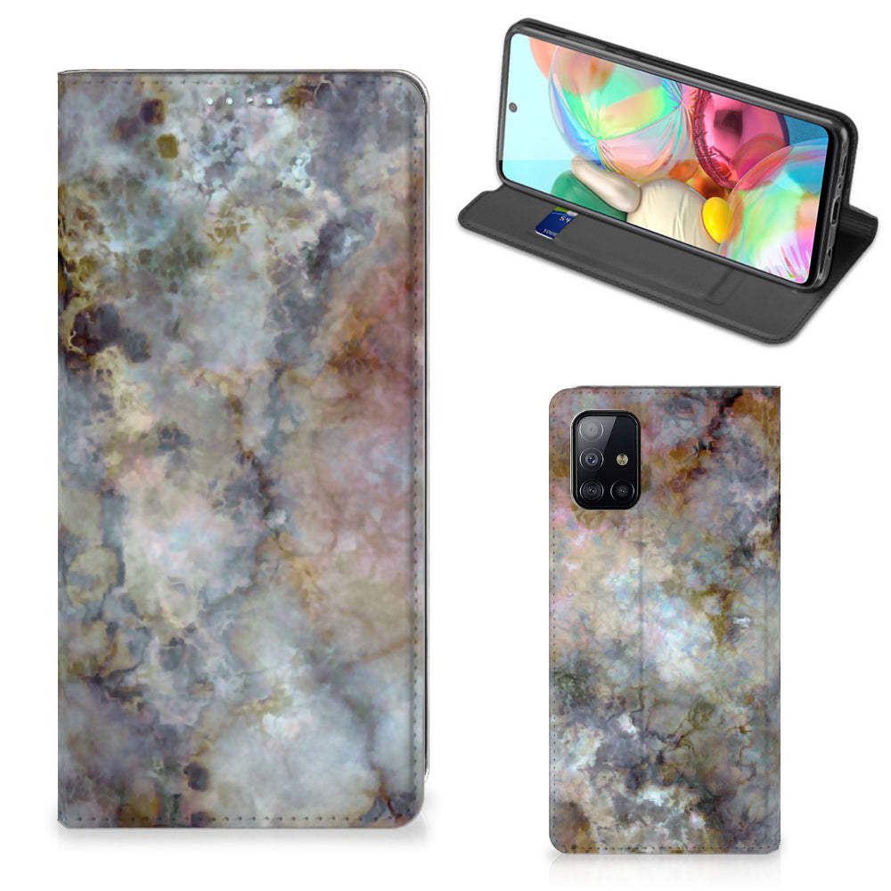 Samsung Galaxy A71 Standcase Marmer Grijs