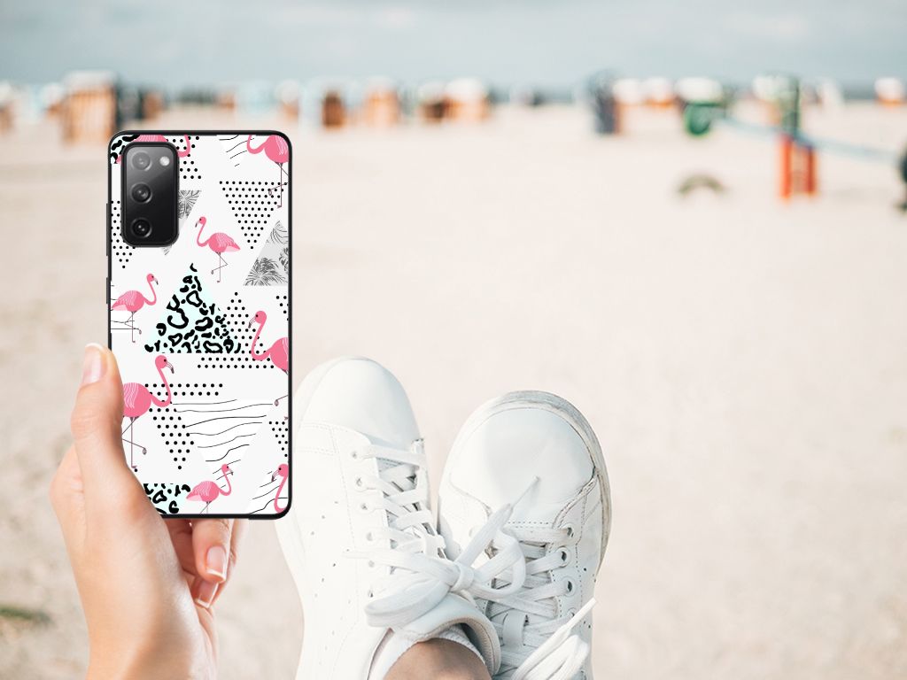 Samsung Galaxy S20 FE Dierenprint Telefoonhoesje Flamingo Triangle B2C Telecom