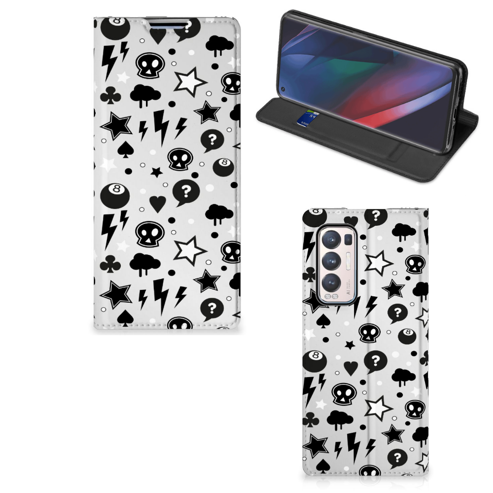 Mobiel BookCase OPPO Find X3 Neo Silver Punk - B2C Telecom