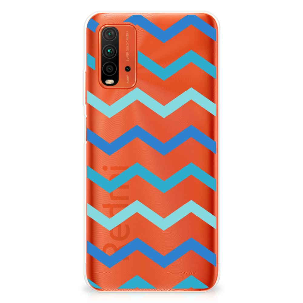 Xiaomi Poco M3 TPU bumper Zigzag Blauw