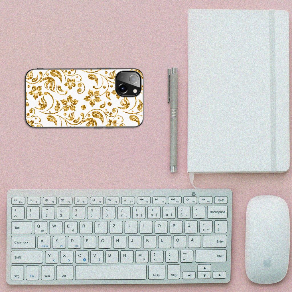 Apple iPhone 13 Bloemen Hoesje Gouden Bloemen B2C Telecom