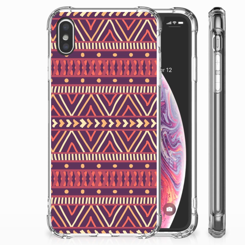 Apple iPhone Xs Max Doorzichtige Silicone Hoesje Aztec Paars