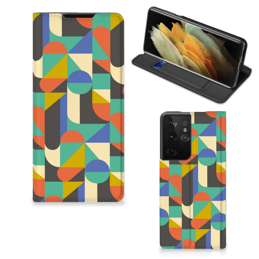 Samsung Galaxy S21 Ultra Hoesje met Magneet Funky Retro - B2C Telecom
