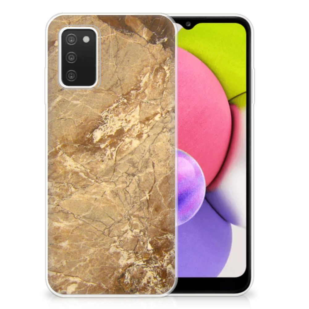 Samsung Galaxy A03S TPU Siliconen Hoesje Marmer Creme B2C Telecom
