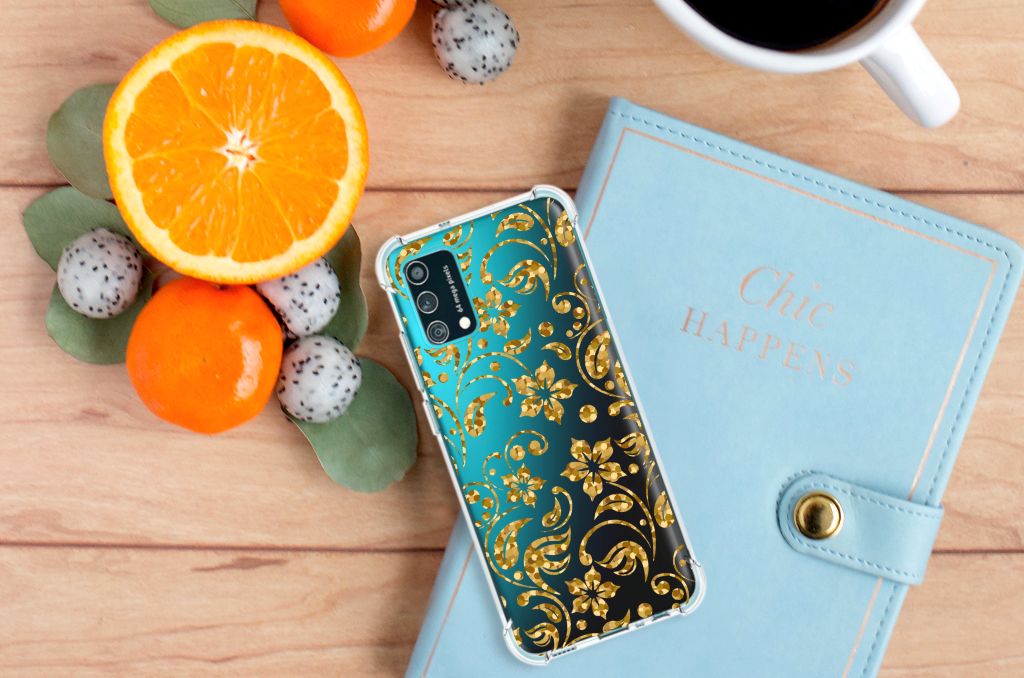 Samsung Galaxy M02s | A02s Case Gouden Bloemen B2C Telecom