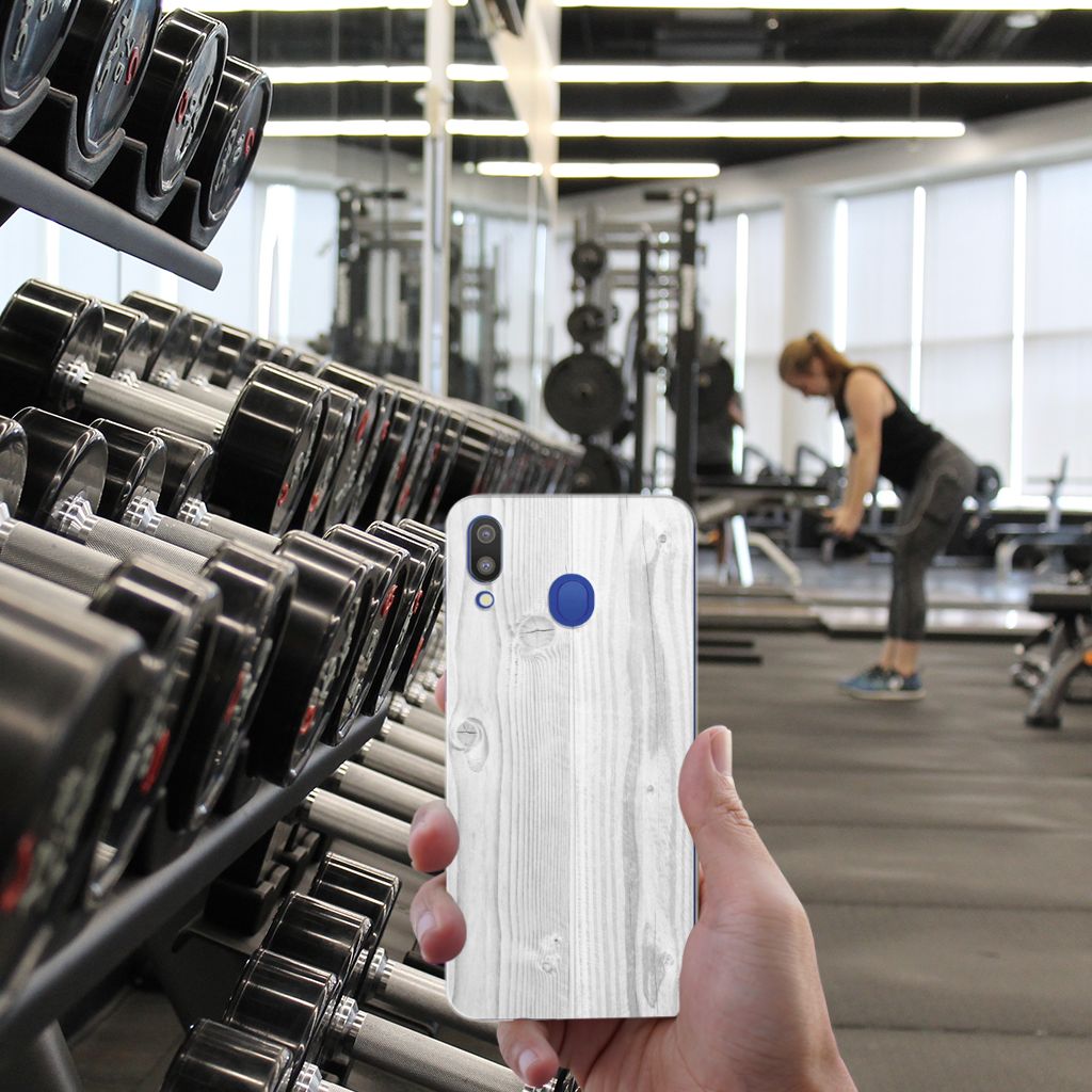 Samsung Galaxy M20 (Power) Bumper Hoesje White Wood
