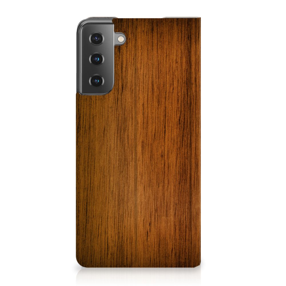 Samsung Galaxy S21 Plus Book Wallet Case Donker Hout - B2C Telecom