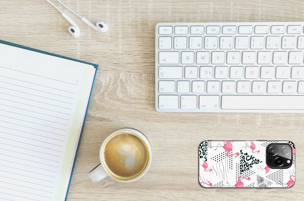 iPhone 14 Pro Dierenprint Telefoonhoesje Flamingo Triangle B2C Telecom