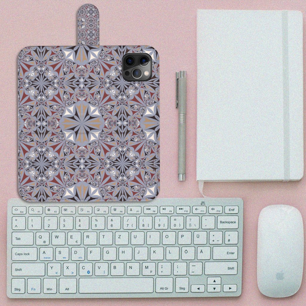 Apple iPhone 12 Pro Max Bookcase Flower Tiles
