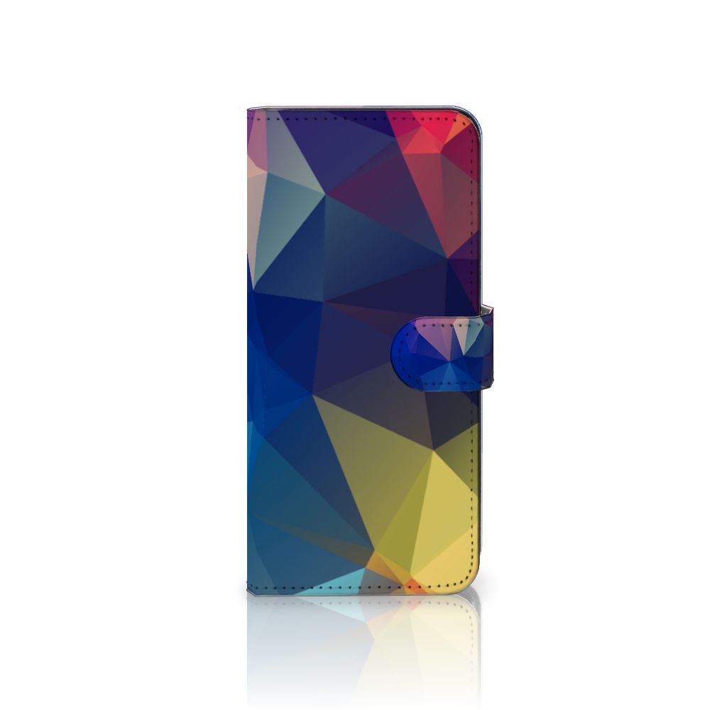 Samsung Galaxy A14 4G Book Case Polygon Dark met abstract design in warme kleuren.