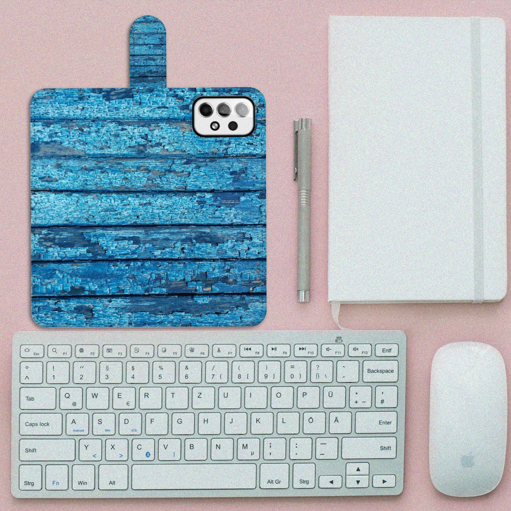 Samsung Galaxy A73 5G Book Style Case Wood Blue