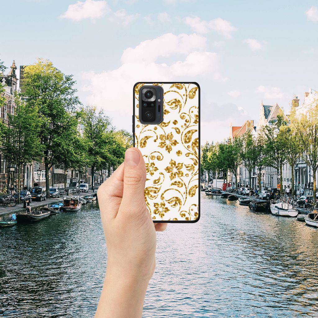 Xiaomi Redmi Note 10 Pro Bloemen Hoesje Gouden Bloemen B2C Telecom