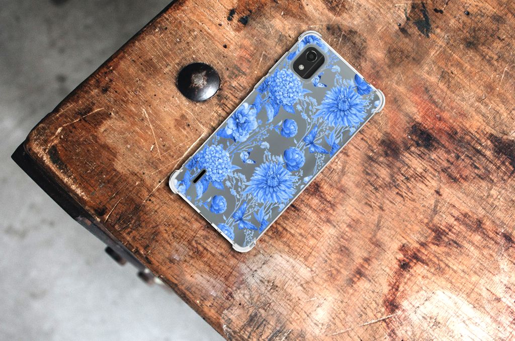 Case voor Nokia C2 2nd Edition Flowers Blue