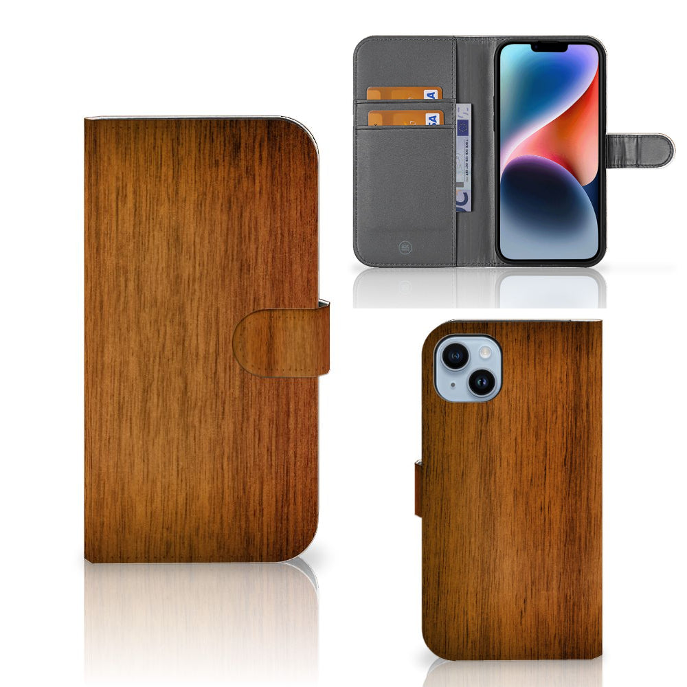 iPhone 15 Plus Book Style Case Donker Hout