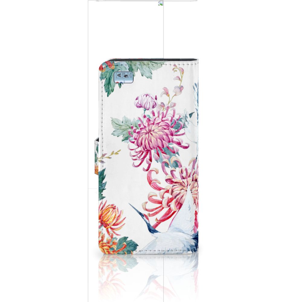 Huawei Ascend P8 Lite Telefoonhoesje met Pasjes Bird Flowers