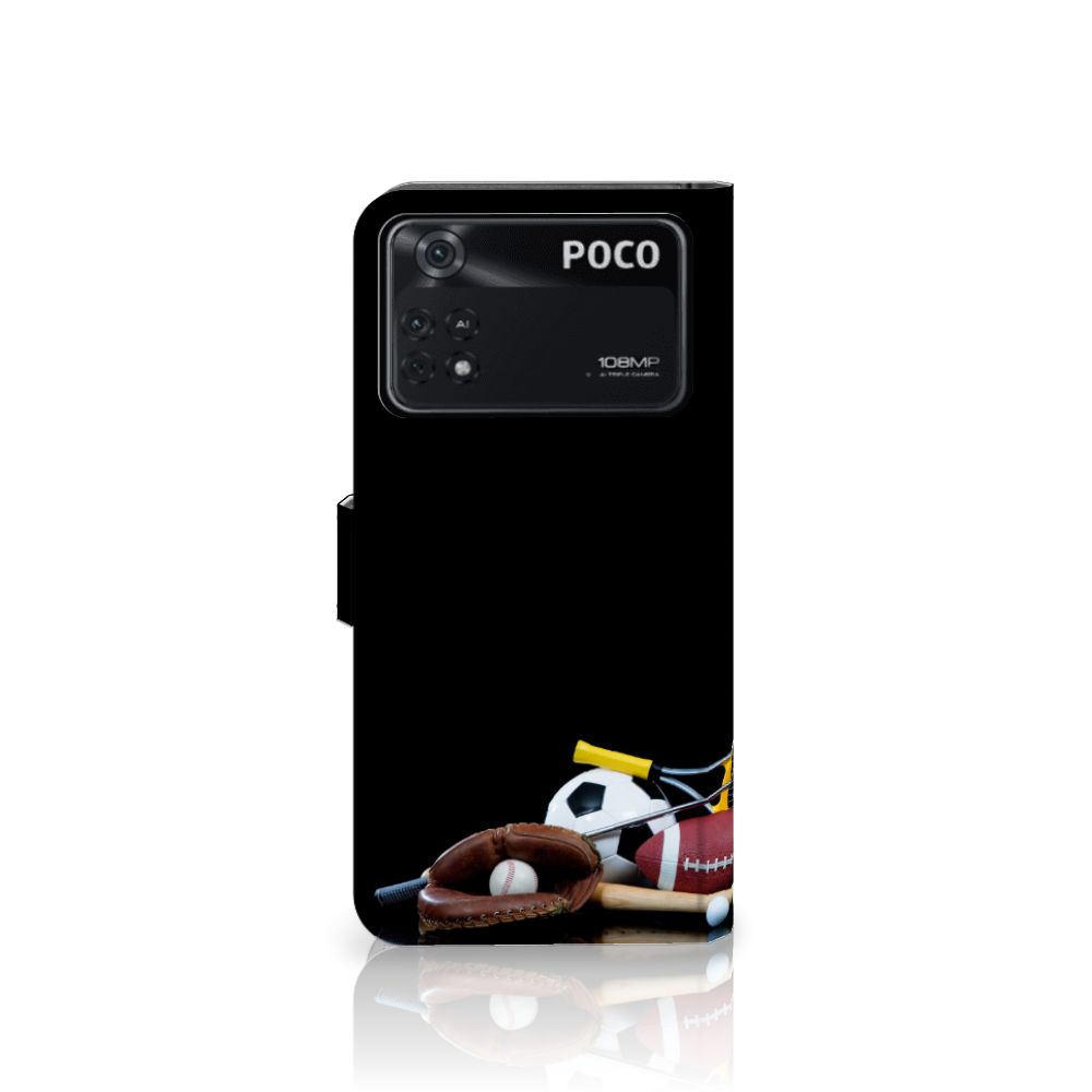 Xiaomi Poco X4 Pro 5G Wallet Case met Pasjes Sports met sportafbeeldingen en multifunctionele houders.