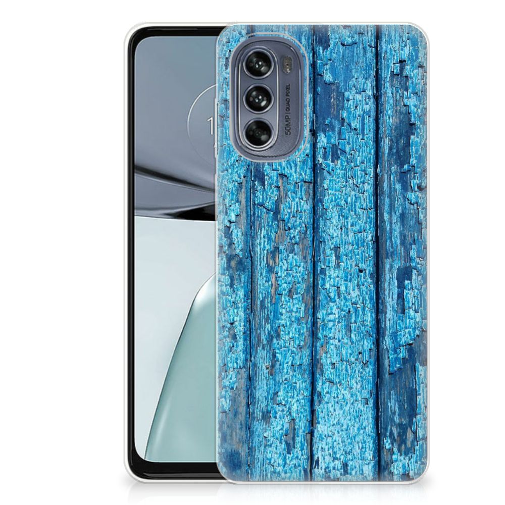 Motorola Moto G62 5G Bumper Hoesje Wood Blue