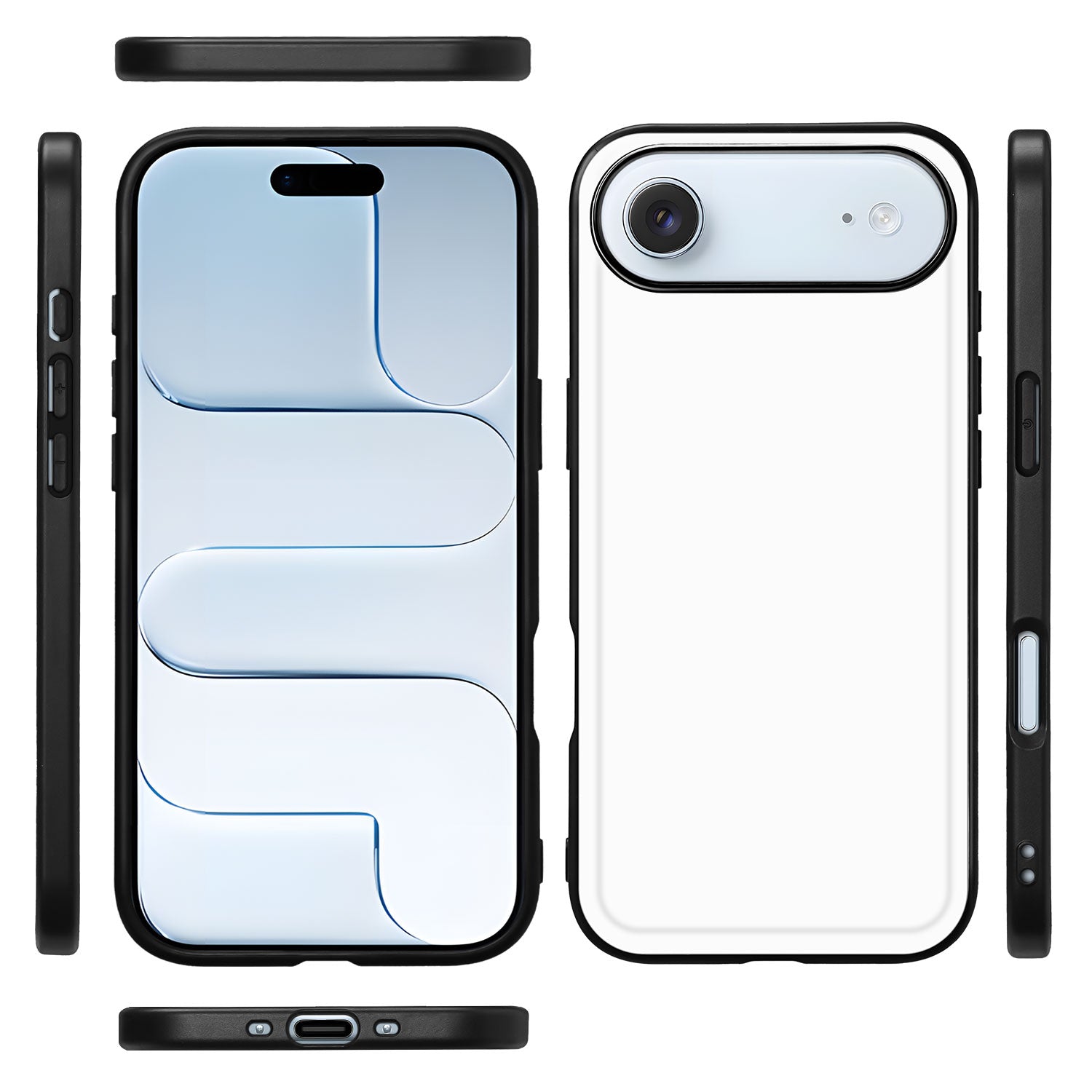 Apple iPhone Air Back Cover Wit Zwart complete set met voor, achter en zijaanzichten