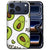 Zingende groene avocado op de witte achterkant van het iPhone 18 Pro hoesje Avocado Singing