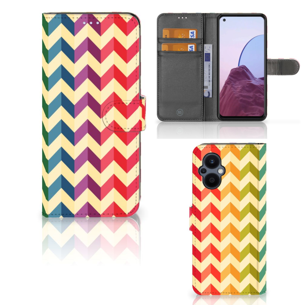 OPPO Reno 8 Lite | OnePlus Nord N20 Telefoon Hoesje Zigzag Multi Color