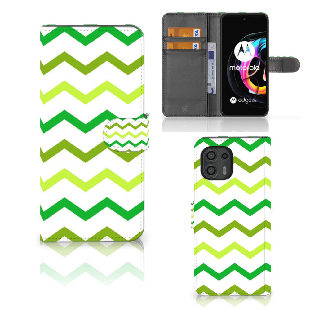 Motorola Edge 20 Lite Telefoon Hoesje Zigzag Groen