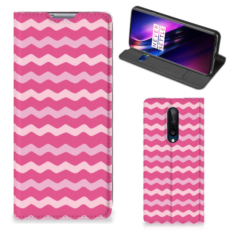 OnePlus 8 Hoesje met Magneet Waves Pink