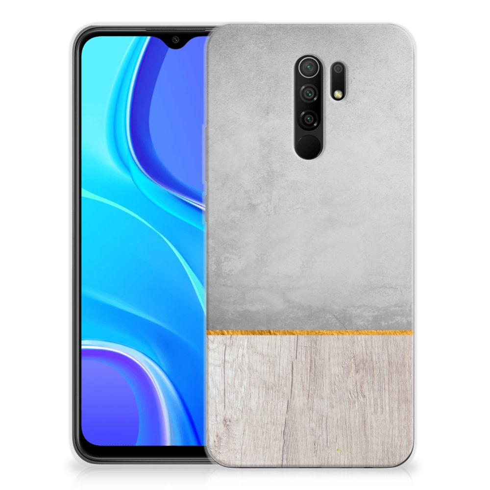 Xiaomi Redmi 9 Bumper Hoesje Wood Concrete