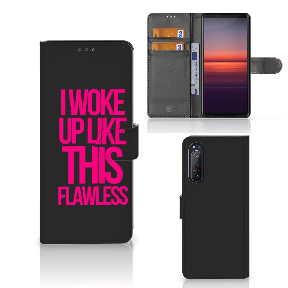 Sony Xperia 5II Hoesje met naam Woke Up - Origineel Cadeau Zelf Maken