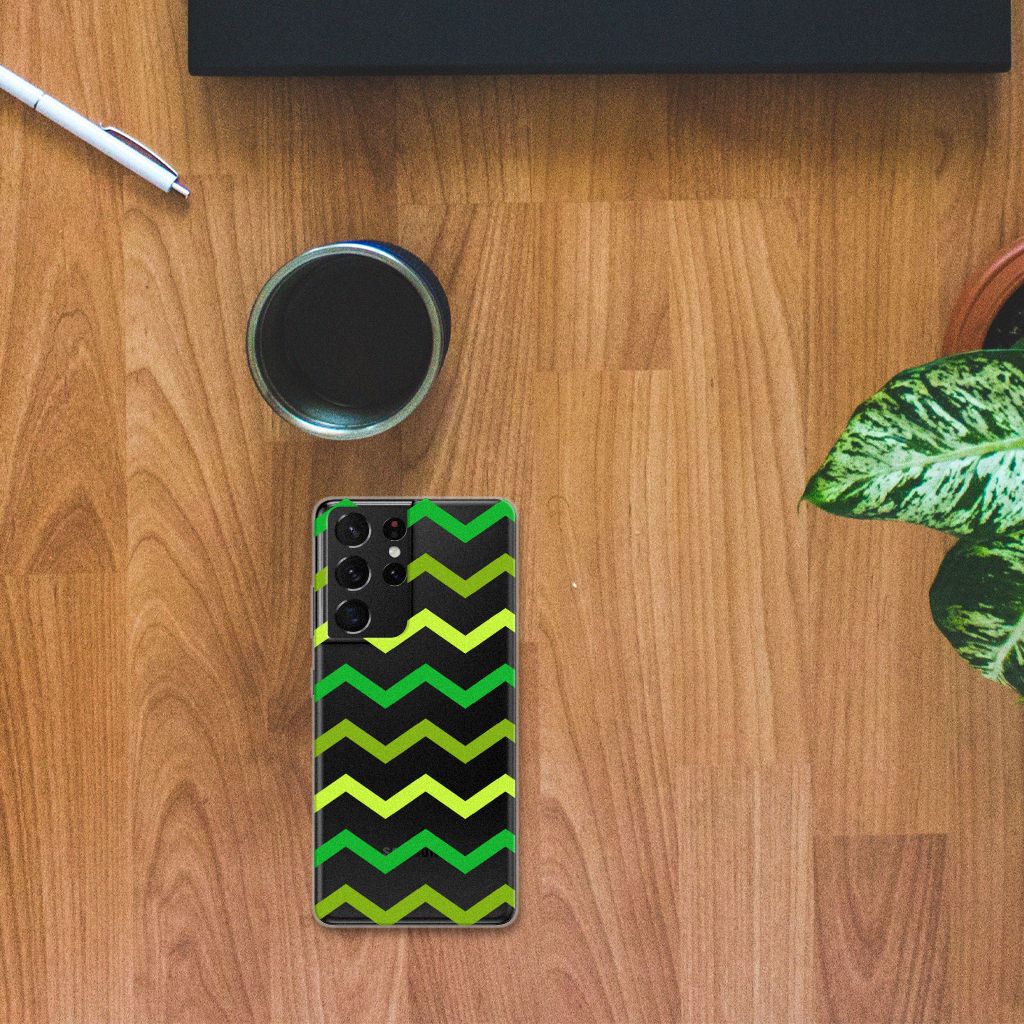 Samsung Galaxy S21 Ultra TPU bumper Zigzag Groen B2C Telecom
