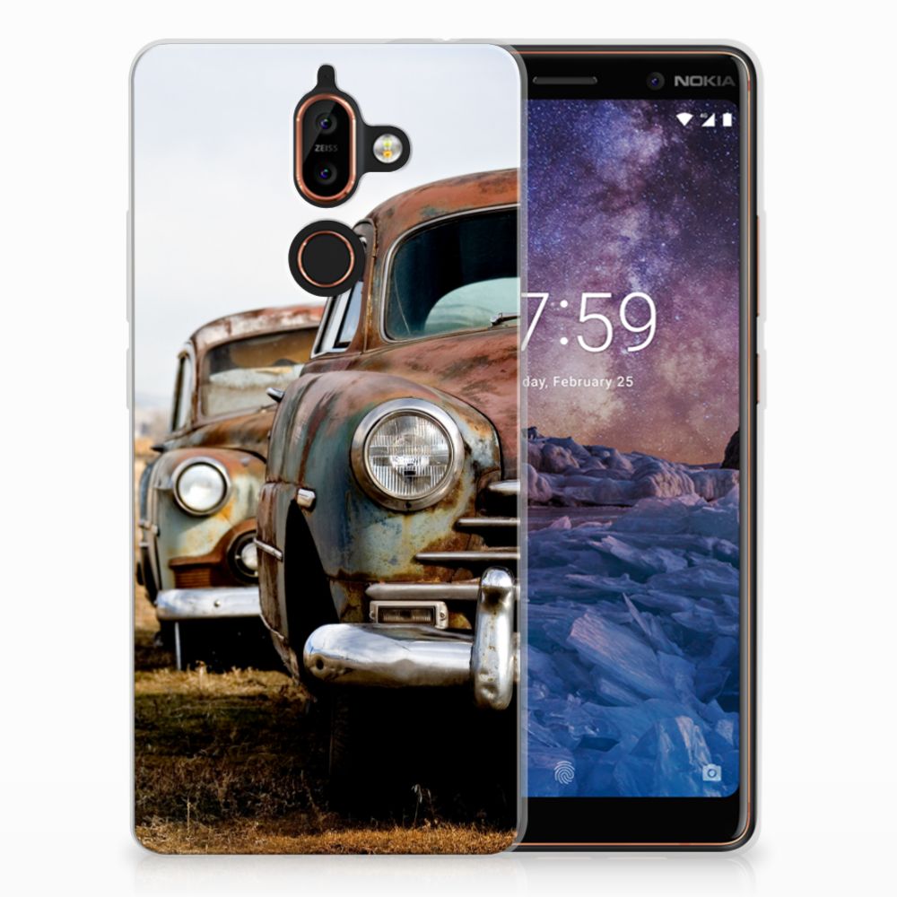 Nokia 7 Plus Siliconen Hoesje met foto Vintage Auto