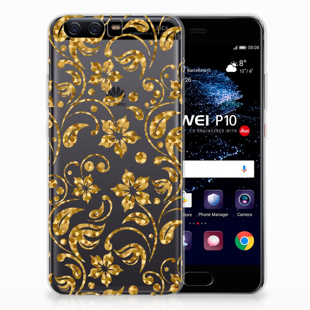 Huawei P10 TPU Case Gouden Bloemen