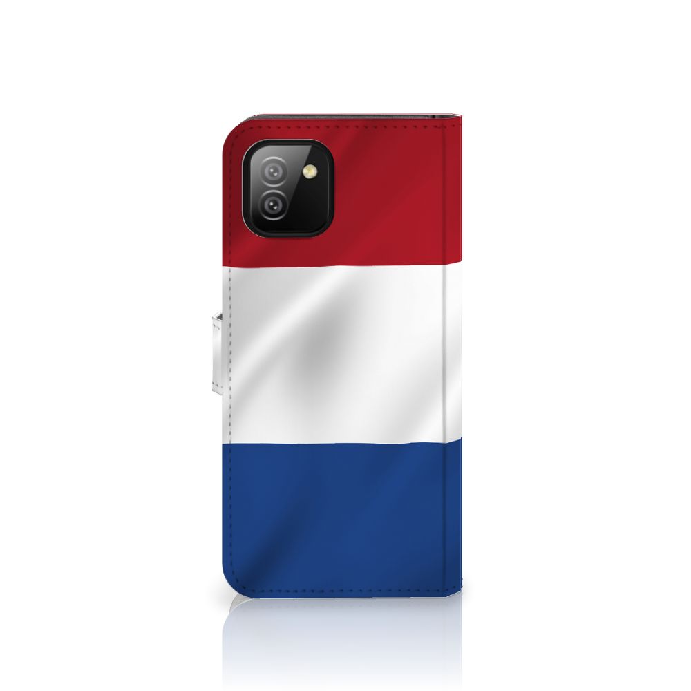 Samsung Galaxy A03 Bookstyle Case Nederlandse Vlag met artistiek ontwerp van de Nederlandse vlag.