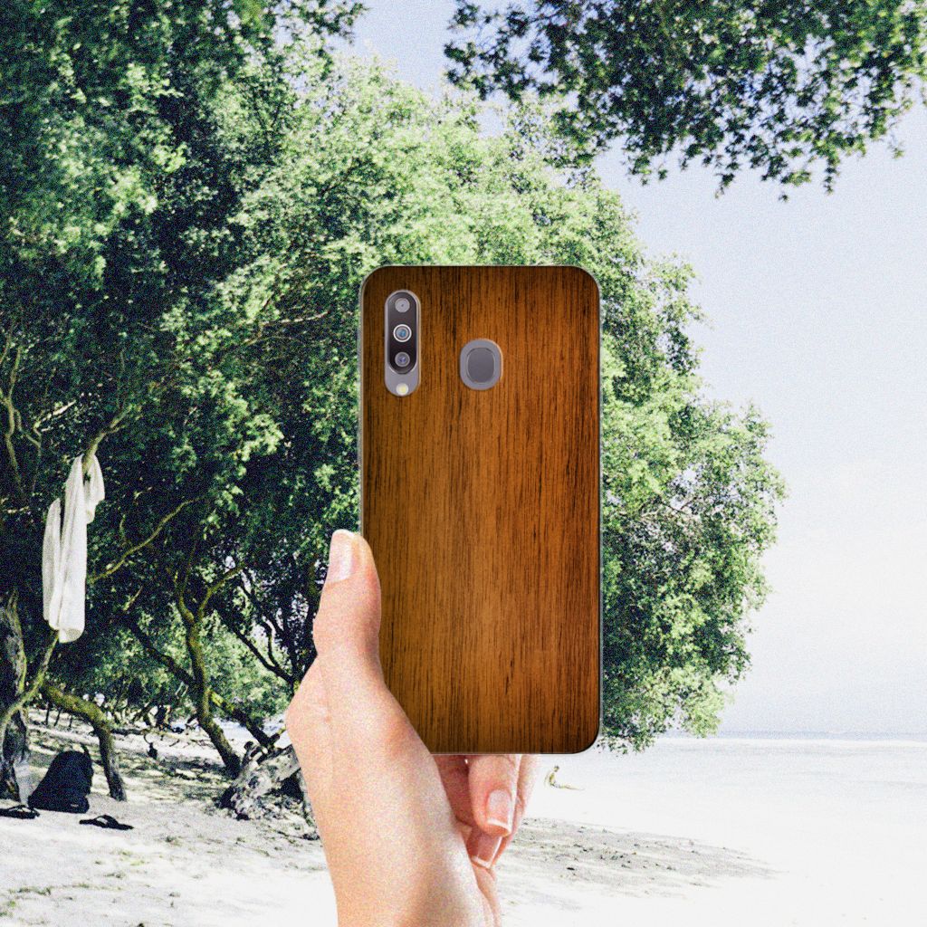 Samsung Galaxy M30 Bumper Hoesje Donker Hout