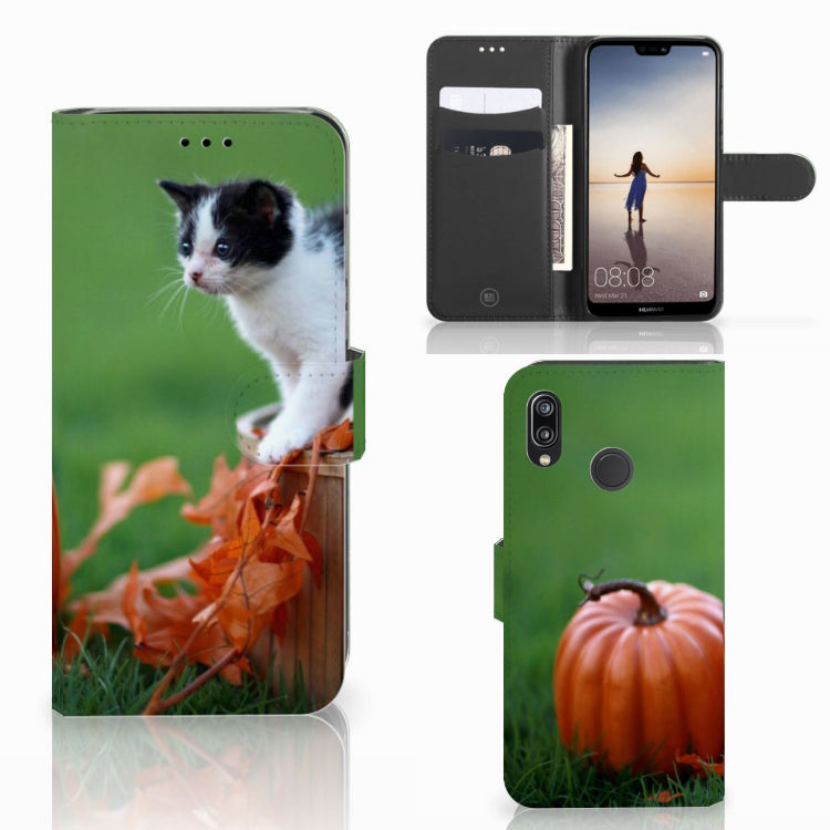 Huawei P20 Lite Telefoonhoesje met Pasjes Kitten