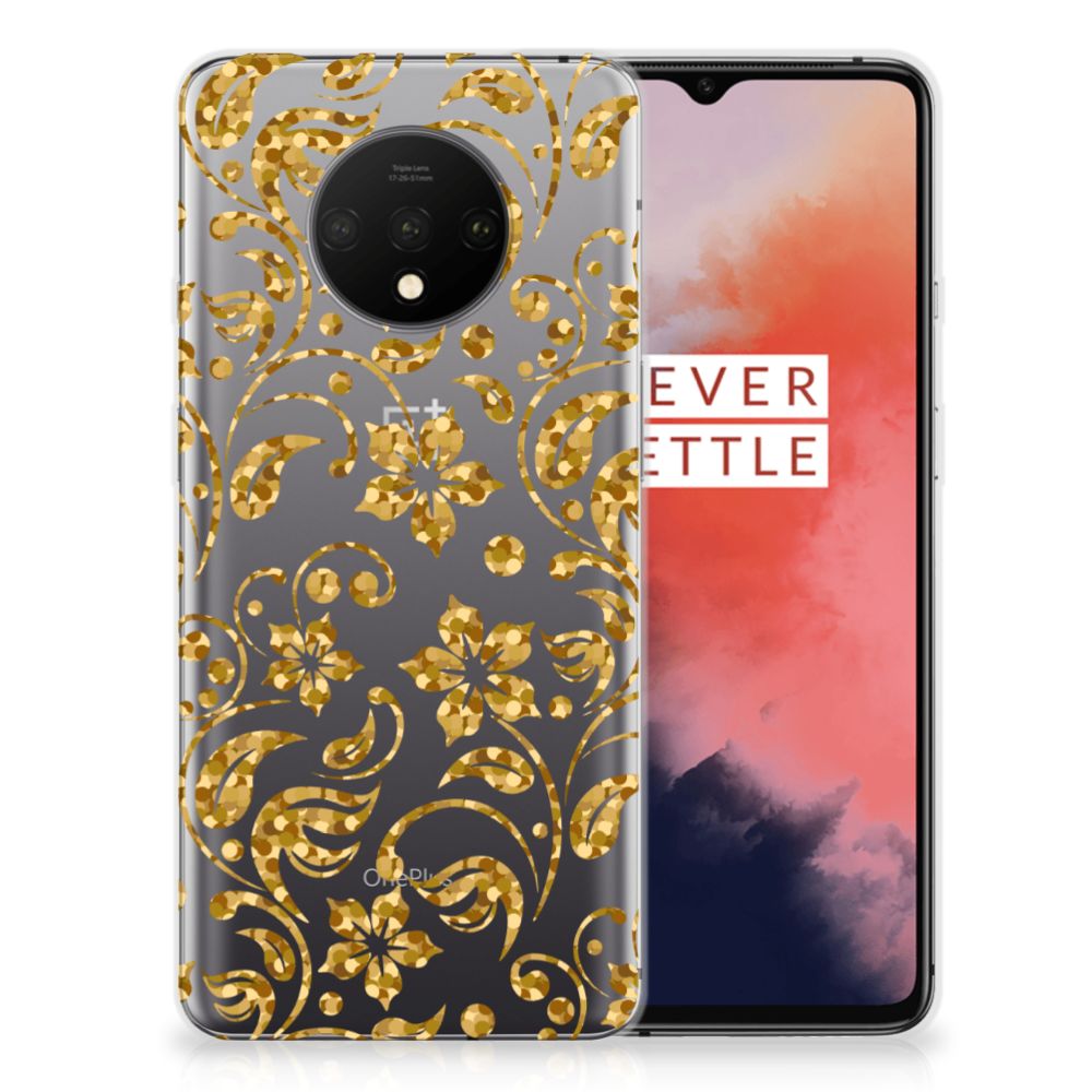 OnePlus 7T TPU Case Gouden Bloemen