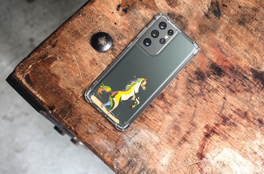 Samsung Galaxy S21 Ultra Stevig Bumper Hoesje Horse Color B2C Telecom